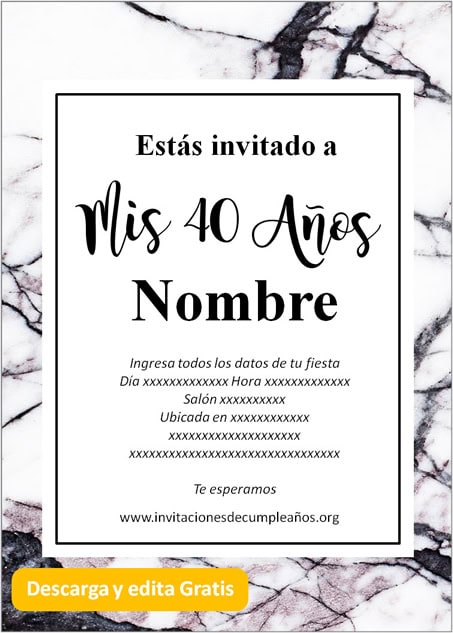 Invitaciones De Cumpleaños Número 40 Gratis